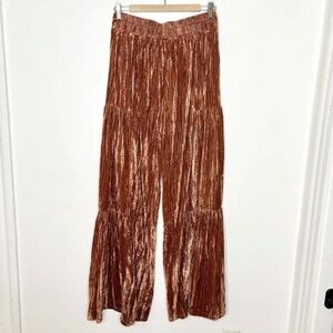 Natural Life Crushed Velvet Wide Leg Palazzo Pants Rust Orange Womens Medium